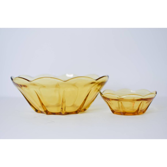 Anchor Hocking Dining Sunny Vintage Anchor Hocking Chip Dip Serving Bowls Pressed Glass